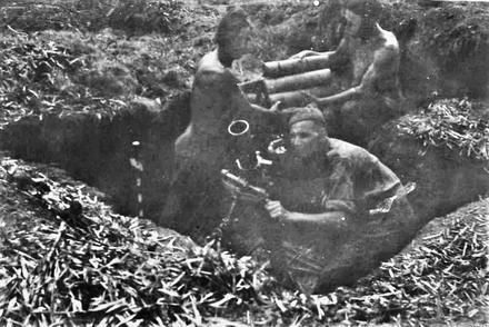 Sgt Philip Johns, Cpl Harry Corfield & Pte Arthur Baseley on Mortars