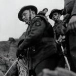 Polish Commandos undergoing cliff top assault training- Cornwall.