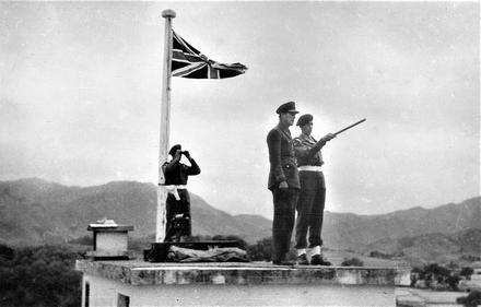 Capt Ken Waggett and Lord Louis Mountbatten at Ta Ku Ling Frontier Outpost on the Chinese Border.