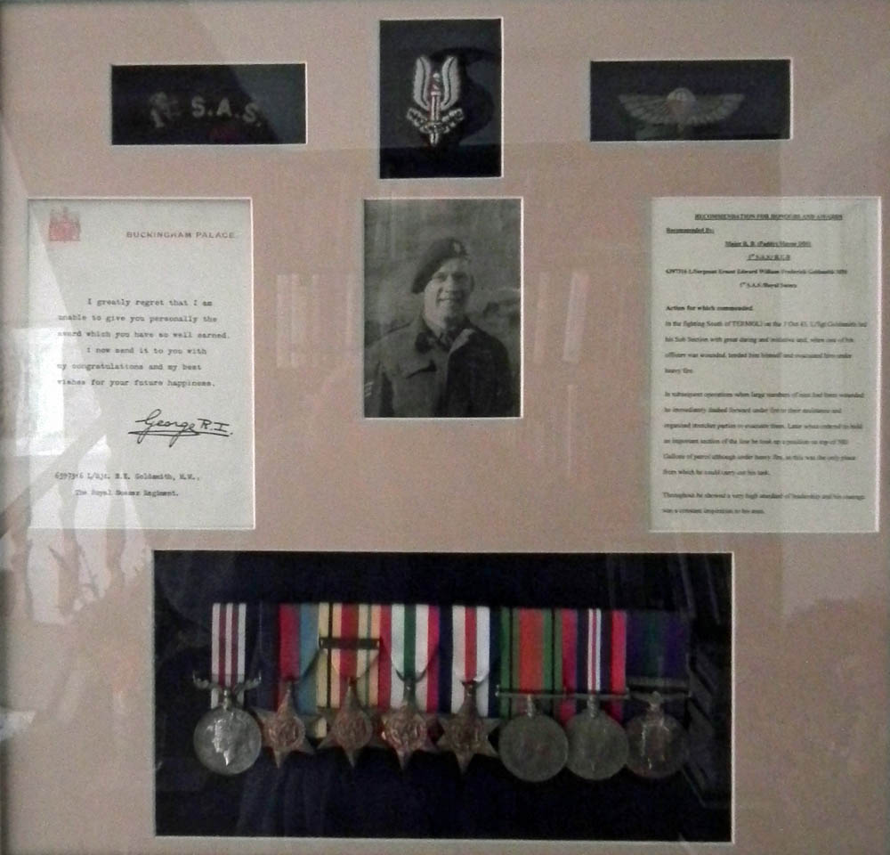 Frame of items of LSgt. Goldsmith MM
