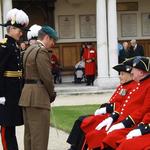 Lt Col Tom Salberg, MBE inspecting the In-Pensioners