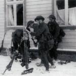 Commandos operating a 3 inch mortar-Vaagso.