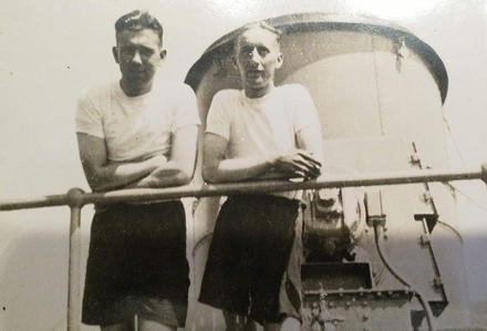 George Ryder No. 2 Cdo. (left) and another on board ship