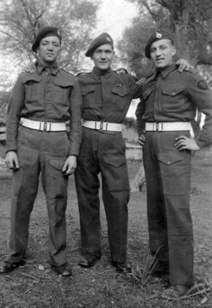 Cpl. Walter Gibbs (centre) and 2 others 40RM Cdo. Corfu.