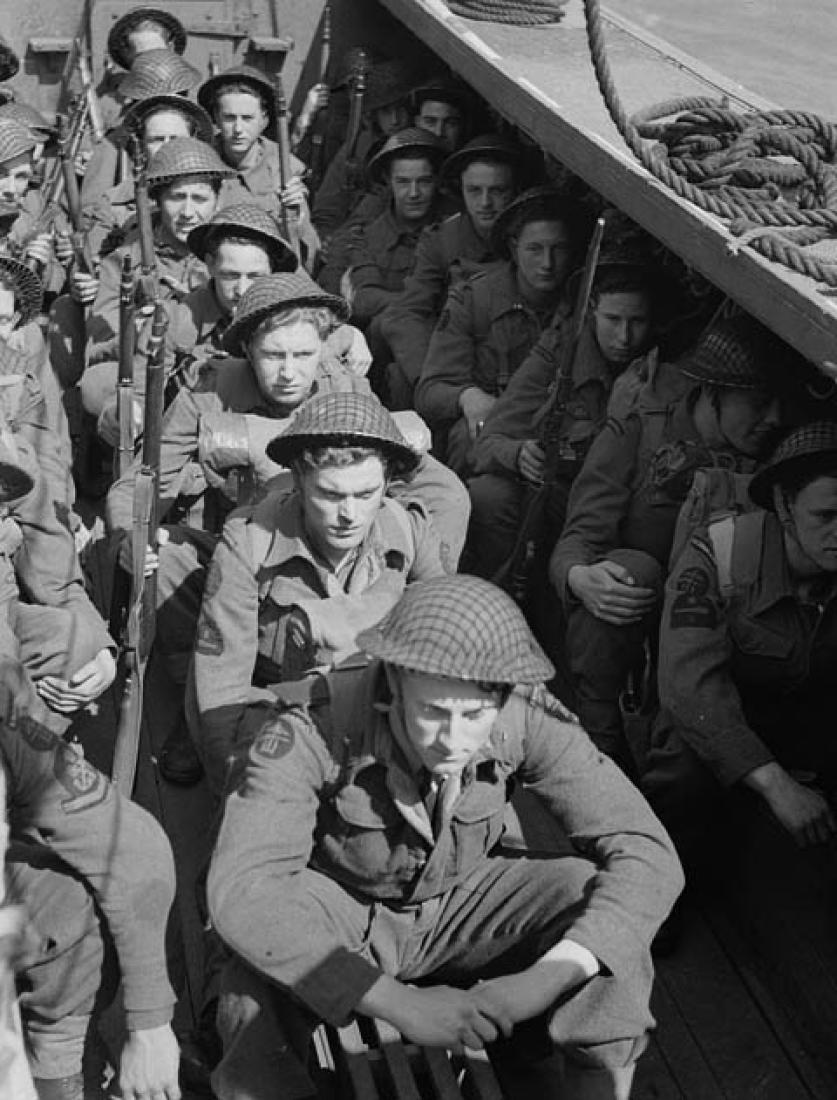 Royal Naval Beach Commandos aboard a Landing Craft Assault