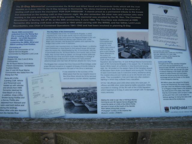 Information Board by the anniversary plaque at Warsash, River Hamble