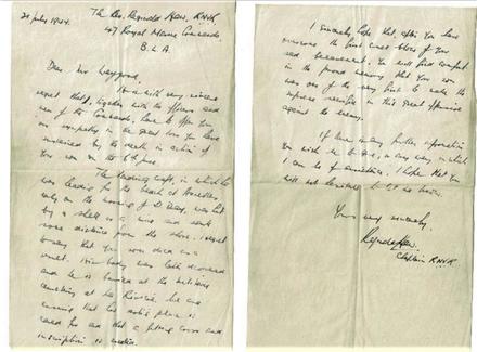 Letter to Marine Leonard Waygood's family from Reverend Haw
