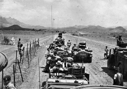 Lt Ian Campbell Clark in convoy, Aden, circa 1960/61.