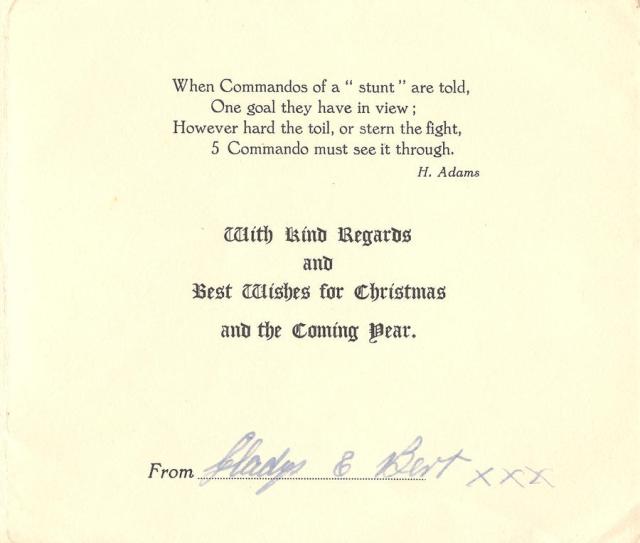 No.5 Commando 4 Trp. Christmas Card