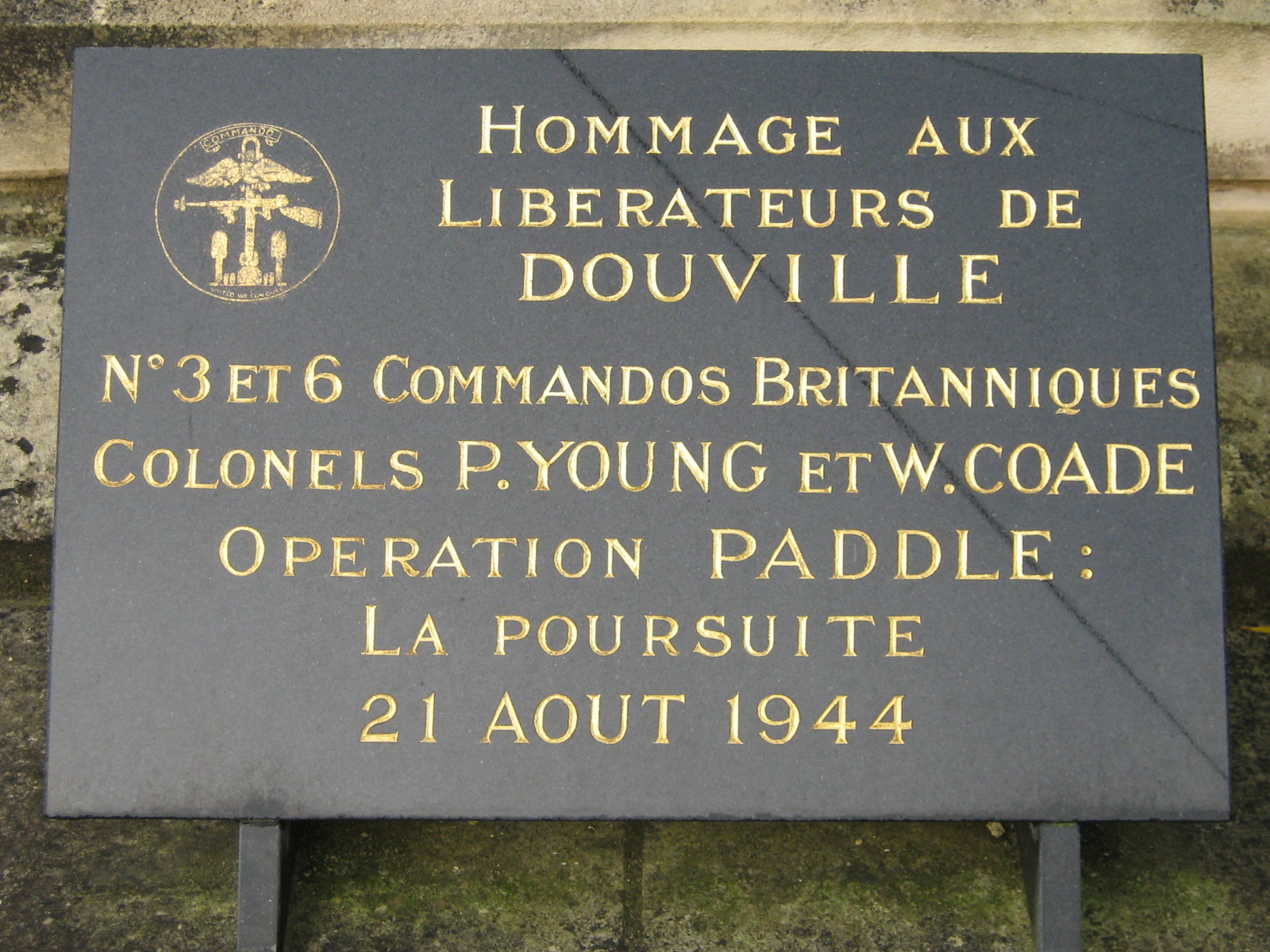 Nos.3 and 6 Commando plaque, Douville