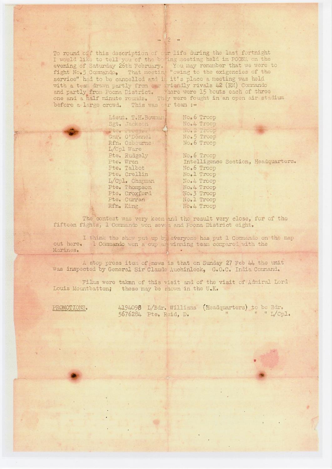 No1 Commando News Letter-27 Feb 1944-page 2-owner Teresa Fitzgerald.