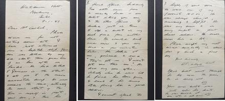 Letter from Lt Lloyd to the father of LCpl Alan Carlisle No.3 Commando