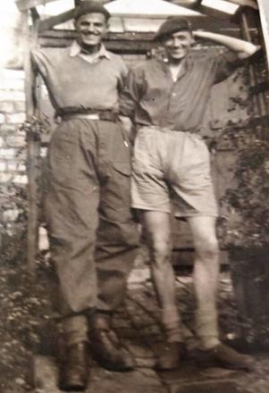 Mne. Bernard Cann 45RM Cdo., 'E' Troop (left) and another