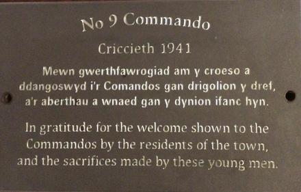 Plaque for No.9 Commando in Criccieth