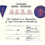 Commando Service Certificate for Pte. Stan Smith No.1/5 Cdo.