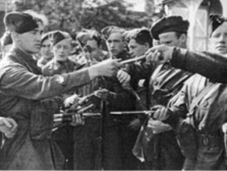 Commandos being issued with their fighting knives.