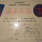 Commando Service Certificate of Arthur Horner No.1 Cdo and 2SBS