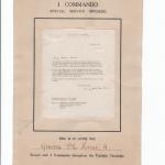 Letter of thanks to No.1 Commando from the Commander in Chief Allied Forces