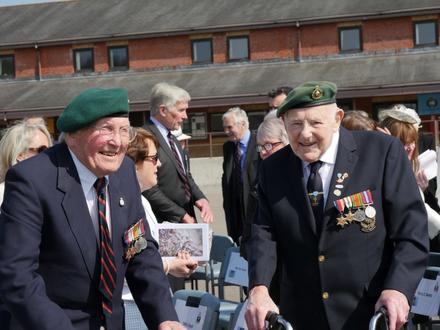 40RM Commando veterans Jeffrey Broadhurst and Laurie Southall, Norton Fitzwarren, April 2019.