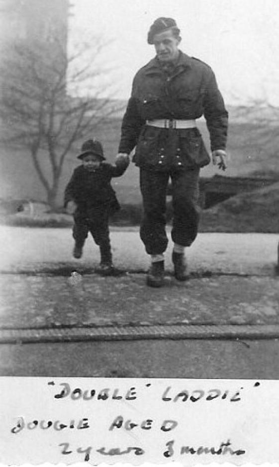 Sgt Doug Webster, No.2 Commando and his wee laddie Doug jnr.