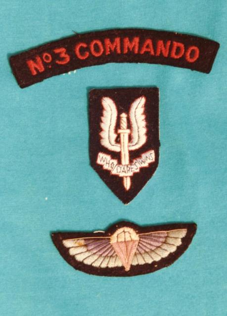 Badges and insignia of 'Tucker' Jennings MM, No.3 Commando