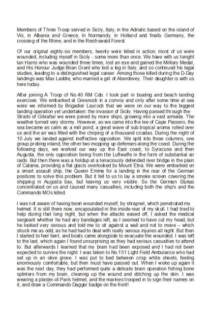 Page 2/3 of a speech given by Colin Anson 3 troop 10IA Commando