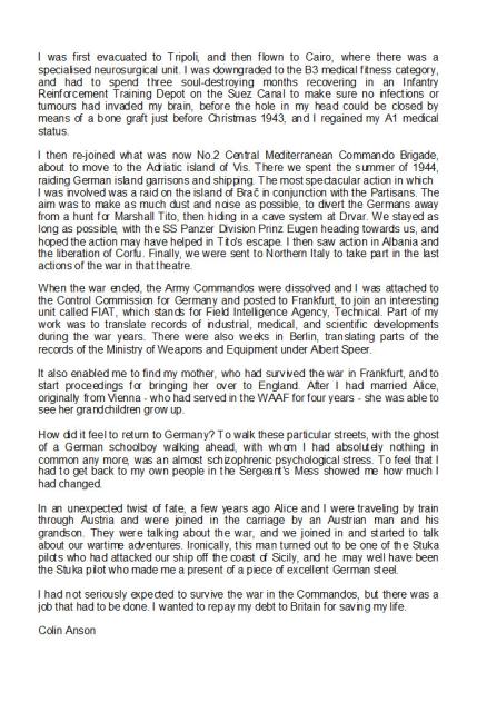 Page 3/3 of a speech given by Colin Anson 3 troop 10IA Commando