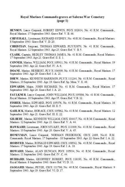 Royal Marines Commando graves at Salerno War Cemetery - 1.