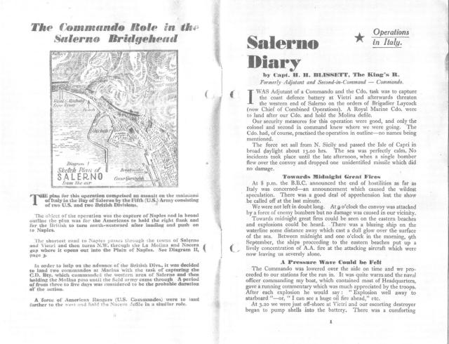 Salerno Diary - inside cover and diagram 1 and page 1