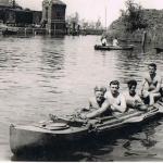 Four from No.4 Cdo in a canoe. Willemstad, Netherlands. Spring 1945.