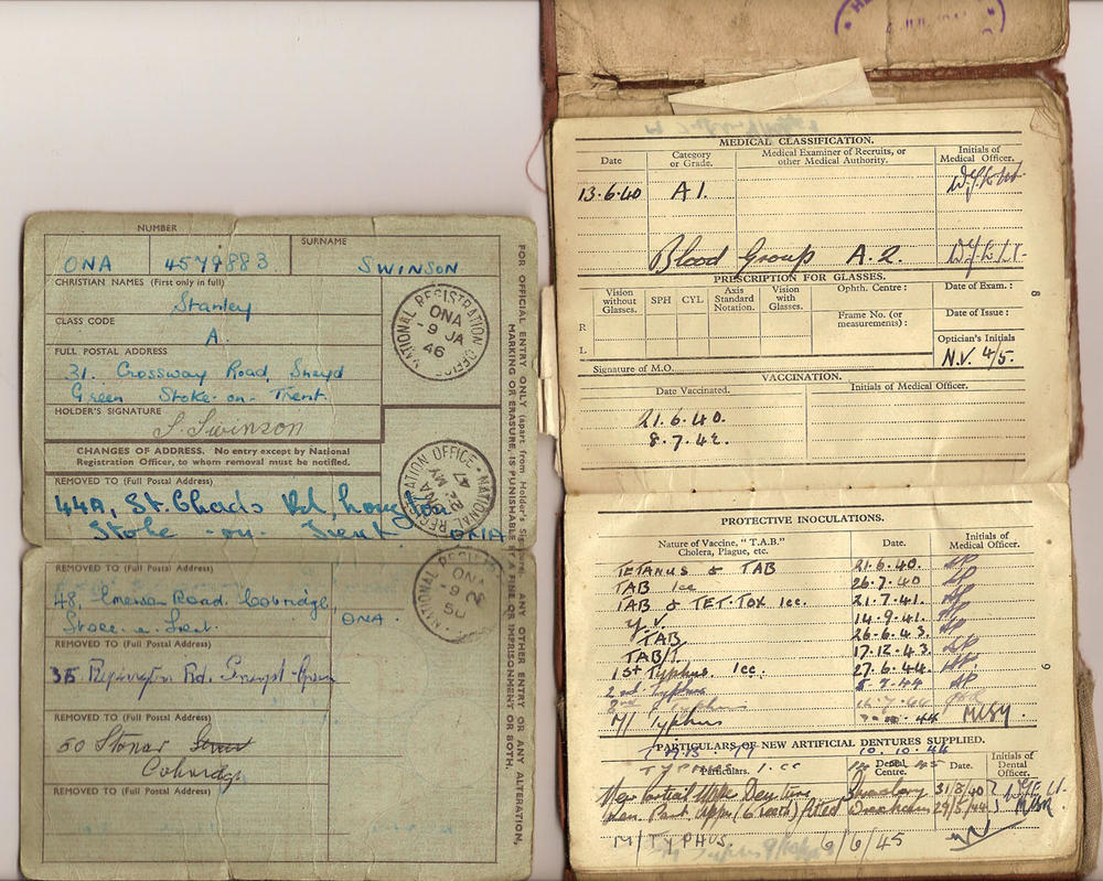 Army documents for L/Cpl. Stanley Swinson