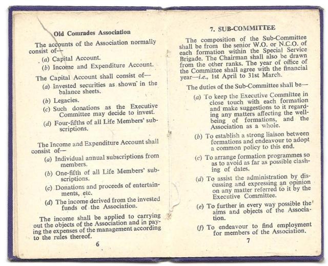 Constitution of the Old Comrades Association of the Special Service Brigade - page 6/7