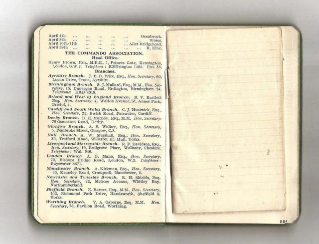 Page 3 of the 1951 Commando Association Diary