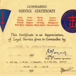 Commando Service Certificate for Sgt. Joe Rogers MM