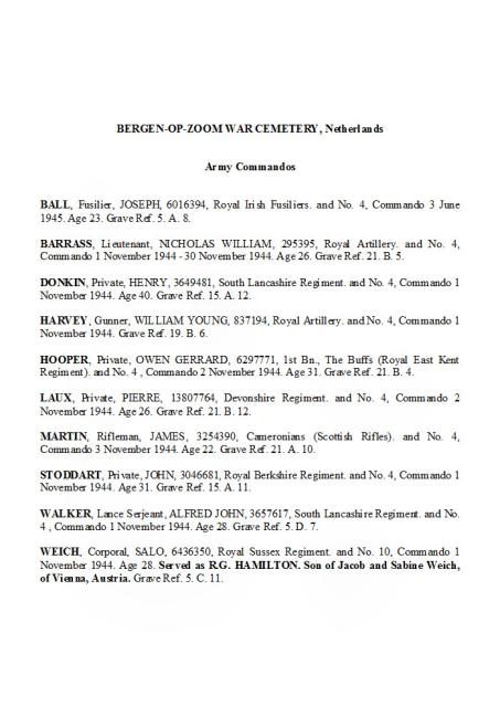 Army Commando fallen at Bergen-op-Zoom War Cemetery