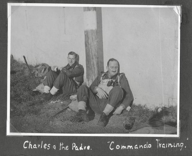 Lieutenant Colonel Charles Newman  OC No.2 Cdo., with the No.2 Cdo., Padre.