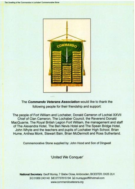 Order of Service - rear cover