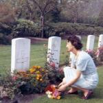 Mum at Dad's grave