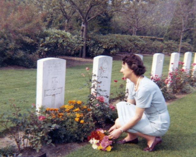 Mum at Dad's grave