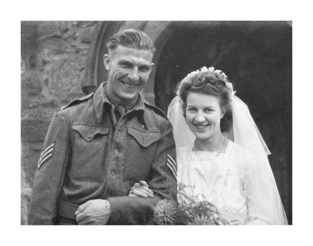 LSgt. Alfred King and wife Kathleen on their wedding day 11/8/1945