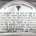 Plaque in honour of  No. 11 Commando at Lamlash Church, Isle of Arran