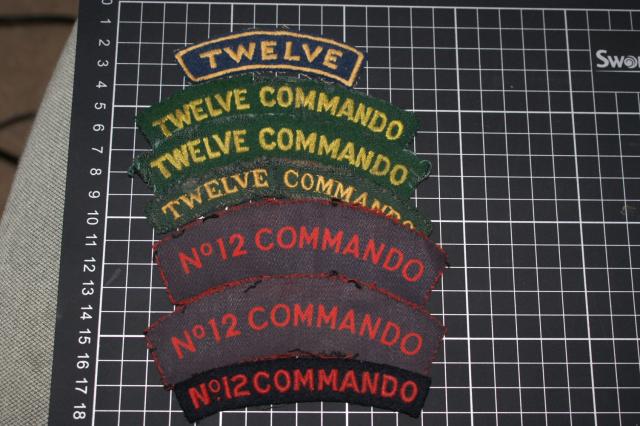 No12 Commando shoulder titles-various printed and woven designs