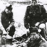 Martien van Barneveld, Hans Cramer, and another.  Port Madoc 1943.