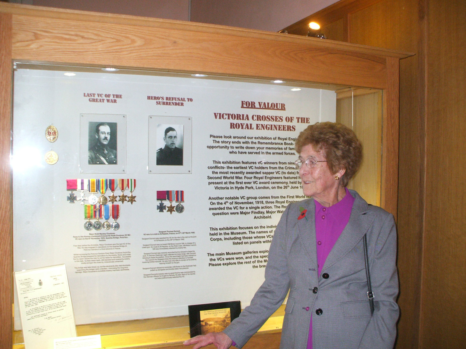 Tom Durrant's sister Ivy at the Royal Engineers Victoria Cross exhibition 2010