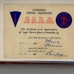 Commando Service Certificate for Sgt John Fairhurst 46RM Cdo.