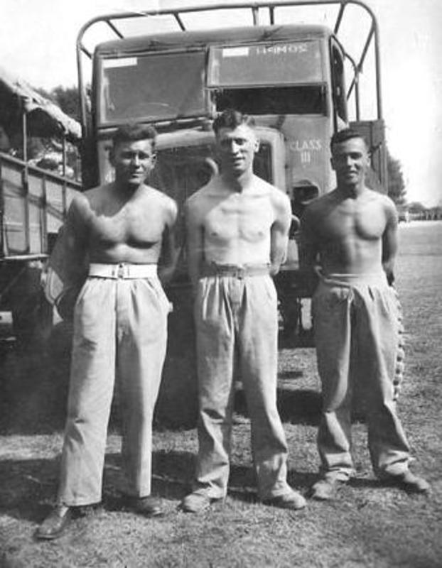 Justin Szarkow, Tommy (Paddy) Sleith, Alex (Mac) McKenzie, all No.9 Commando