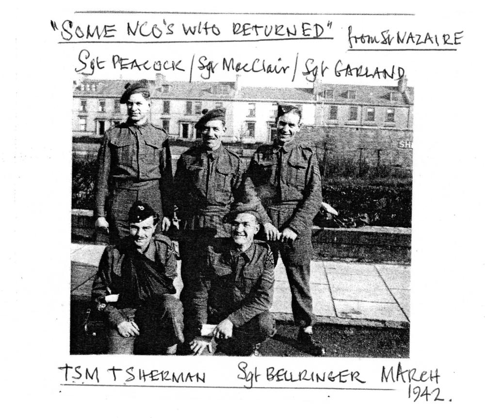 Sergeants Peacock, MacClair, Garland, and TSM Sherman and Sgt. Bellringer