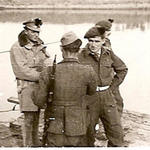 Lt Francis (left), Lt.Kither (later kia - facing), & Lt.Ferguson (behind him), No.9 Commando