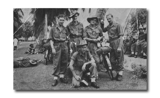 Dick Hawkins (standing 2nd left) and others, No.1 Commando