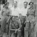 Dick Hawkins (standing 2nd right) and others - No.1 Commando.
